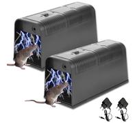 GBKDQQ Lot de 2 pièges à rats électriques - Extra large - 5000 V - Piège à rats électronique avec adaptateur - Piège à souris professionnel - Convient pour l'élimination des souris, des campagnols