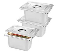 GBKDQQ Lot de 3 boîtes à panure en acier inoxydable avec couvercle - 17,5 x 11,5 x 10 cm - En acier inoxydable - Rectangulaire - Pour paner le poisson, la viande, les légumes