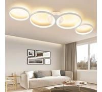 GBLY LED plafonnier moderne 4 flammes en anneau optique 3000k plafonnier blanc chaud 37W lustre de lampe de salon intérieur en aluminium pour chambre salon hall bureau bureau, 89cm