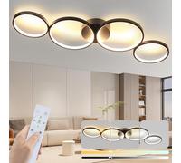GBLY Plafonnier LED Plafond Lampe en 4 anneaux ronde design moderne noir