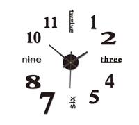 GBULTR Grande Horloge Murale Adhesive, Horloge Murale 3D Design Moderne Noir DIY, Horloge Murale Géante Décorative Silencieuse avec Mécanisme Digital pour Chambre, Cuisine & Salon (Noir, 50CM)