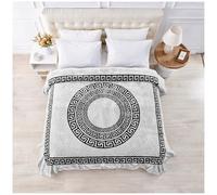 GC GAVENO CAVAILIA Couverture en Polaire Sherpa (200 x 240 cm) - Motif Grec - Jeté de lit Moelleux pour lit, canapé, Fauteuil - Thermique, Confortable, Grandes couvertures et jetés Lavable - Gris