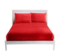 GC GAVENO CAVAILIA Drap-Housse en Polaire pour lit Simple - Drap-Housse Super Doux avec Coins élastiques - en Polycoton Chaud et Confortable - Rouge