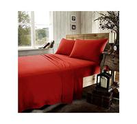GC GAVENO CAVAILIA Drap Plat en Flanelle Thermique Unie de qualité supérieure, Doux et Confortable, 100% Flanelle de Coton brossé, Facile d'entretien, Rouge, Super King Size