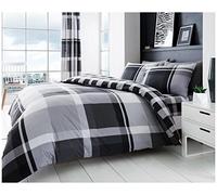 GC GAVENO CAVAILIA Duvet Set Parure de lit et taies d'oreiller Waverly Check de qualité supérieure-Entretien Facile-Réversible, Mélange Polycoton Polyester et Coton, Gris, Simple