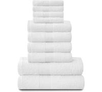 GC GAVENO CAVAILIA Lot de 10 Serviettes de Bain Douces et absorbantes, 450 g/m², Comprend 2 Serviettes de Bain, 4 essuie-Mains, 4 Gants pour Le Visage, lavables en Machine, Blanc