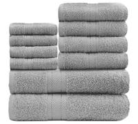 GC GAVENO CAVAILIA Lot de 10 Serviettes de Bain Douces - Serviettes absorbantes d'eau de qualité supérieure - 4 Serviettes pour Le Visage, 4 pour Les Mains, 2 Serviettes de Bain, 450 g/m², lavables
