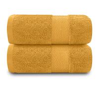 GC GAVENO CAVAILIA Lot de 2 draps de Bain Extra Larges - 700 g/m² en Coton égyptien de qualité hôtelière Extra Large 100 x 180 cm - Serviette de Bain Extra Douce - Ocre