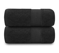 GC GAVENO CAVAILIA Lot de 2 draps de Bain Extra Larges en Coton égyptien de qualité hôtelière 700 g/m² Noir 100 x 180 cm