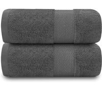 GC GAVENO CAVAILIA Lot de 2 Serviettes de Bain Douces | en Coton égyptien | 700 g/m² | Collection hôtel | Ensemble de Serviettes absorbantes | Anthracite | 70 x 125 cm