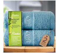 GC GAVENO CAVAILIA Lot de 2 Serviettes de Toilette en Bambou très absorbantes pour Salle de Bain (50 x 80 cm) - 60% Bambou et 40% Coton - Bleu
