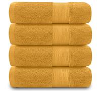 GC GAVENO CAVAILIA Lot de 4 essuie-Mains en Coton égyptien de 700 g/m² pour Salle de Bain, de qualité hôtelière, lavables en Machine, Ocre, 127 x 213,5 cm
