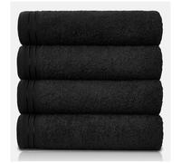 GC GAVENO CAVAILIA Lot de 4 Grandes Serviettes de Bain en Coton égyptien très absorbantes - Noir - Serviettes de Bain à séchage Rapide - 450 g/m² - Lavables - 75 x 135 cm