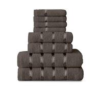 GC GAVENO CAVAILIA Lot de 8 serviettes - Coton égyptien | Serviette pour le visage, essuie-mains, serviette de bain | Séchage rapide et très absorbantes - Serviettes lavables pour salle de bain - Gris