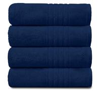 GC GAVENO CAVAILIA New Hampton Hand Lot de 4 Serviettes de Luxe Ultra Douces et Extra absorbantes, 100% Coton filé à l'anneau, Bleu Marine, 50 x 80 cm