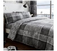 GC GAVENO CAVAILIA Parure de lit à Carreaux Chaude et Confortable avec taies d'oreiller - King Size - Gris (230 x 220cm)