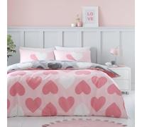 GC GAVENO CAVAILIA Parure de lit Simple (137 x 200 cm) | Parure de lit réversible en Polycoton | Housse de Couette à cœurs | Rose/Anthracite