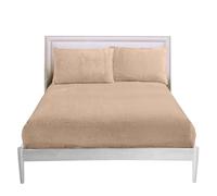 GC GAVENO CAVAILIA Teddy Drap-Housse uni, Polaire en Polyester Doux, Chaud et Confortable, Vison, Double