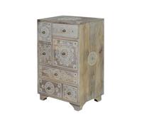 GC GINER & COLOMER Commode en Bois de Manguier - Meuble avec 7 Tiroirs et Détails Peints à la Main - Meuble de Rangement - Finition Naturelle - 66 x 42 x 30 cm