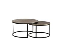 GC GINER & COLOMER Set de 2 Tables Gigognes Rondes - Plateau en Bronze et Structure en Fer - Tables Basses - 76 et 66 cm