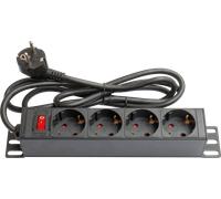 Good Connections Multiprise 19" (1U) – 4x prises femelles 25,4 cm, interrupteur, noir