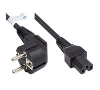 Alcasa Câble d'alimentation P0150-S030 Noir 3m, Prise Type E+F vers Coupleur C15, H05VV-F 3x1mm², 250V 10A, CEE 7/7 coudé 90°