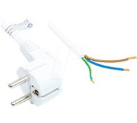 Alcasa Câble Alimentation P0185-W015 Blanc 1.5m Prise Type E+F (CEE 7/7) H05VV-F3G 3x0.75mm² 250V/10A avec Connecteur Coudé 90° PVC