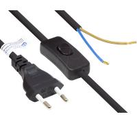 GC P0386-S015 - Fiche européenne type C avec interrupteur, noir, 0,75 mm², 1,5 M