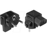 GC PA-0133S - Adaptateur de câble d'alimentation, CEE 7/7 aud C13, coudé
