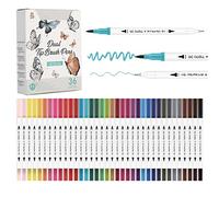 GC QUILL 36 feutres coloriage double pointe avec pinceau et pointe fine - stylo pour aquarelle, dessin, lettrage, bullet journal, calligraphie GC-36W