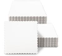 Gcardist Lot de 15 assiettes à gâteau carrées, blanches, 27,94 cm, bords ondulés, base en carton de qualité alimentaire (27,94 cm, plus fin et plus solide)