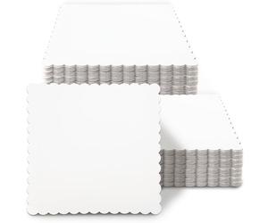 Gcardist Lot de 15 assiettes à gâteau carrées blanches de 22,86 cm - Bords ondulés - En carton de qualité alimentaire (22,86 cm, plus fin et plus solide)