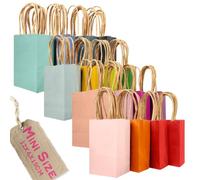 Gcardist Lot de 32 mini sacs en papier avec anses, 16 x 4,5 x 2,5 pouces, 16 couleurs arc-en-ciel, petit cadeau pour fêtes (12 x 6 x 15 cm, mini taille)