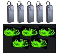 Gcidto EL Wire Lot de 5 fils lumineux néon avec réduction du bruit et batterie (vert, bleu, rouge, blanc, rose) pour décoration d'Halloween et bricolage (vert fluo) - 2,7 m