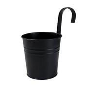 Gcljlmy Têtes de fleurs suspendues - Pot de rangement pour oignon - Trous de drainage polyvalents - Crochet amovible - Seau en fer - Pour la cour de jardin (noir)
