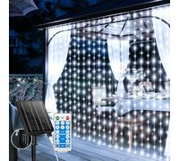 GCMacau Rideau lumineux solaire, 6x3M 600 LED guirlande lumineuse, chaîne de lumières solaires avec 8 modes & temporisateur et mémoire, Rideau Lumineux für Noël