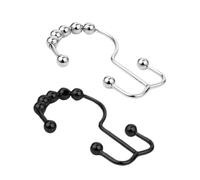 GCrochets Pour Tringle De Douche | Anneau De Rideau De Douche | Cintre Pour Doublure De Draperie À Double Glissement, 12 Pièces | Crochets De Tige De D0uche En Métal Résistant À La Rouille, Anneaux Po
