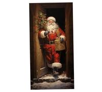 Gcroet 1pc de Porte de Noël Couverture Porte 35x79 Réutilisable Couverture du Père Noël Décorations en Tissu élastique pour l'hiver extérieur à l'extérieur la Ferme Banner Farmhou