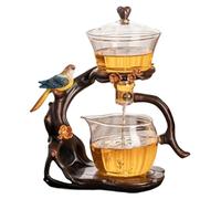 Gcroet Ensemble de thé Semi-Automatique, théière magnétique magnétique en Verre en Verre en en élevé avec infuseur, 300 ML + 460 ML de théâtre Magique, 7.8x4.9x10.4 Ensemble thé Kung Fu