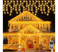 Gcstnn Guirlande à cascade de glace extérieure, 20 m, 480 LED blanc chaud. Décoration de Noël à alimentation avec minuterie, étanche. Convient pour balcon, gouttière, fenêtre, déco de Noël extérieure