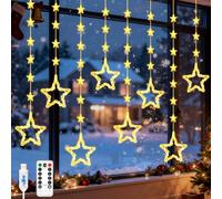Gcstnn Guirlande lumineuse étoiles pour fenêtre, décoration de Noël, 2 m avec 8+40 étoiles, guirlande lumineuse avec USB, télécommande, minuterie, étanche, éclairage de Noël pour balcon, décoration de