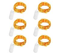 Gcstnn Lot de 6 Guirlande Lumineuse à Piles, 2M 20LED Mini Fil de Cuivre Guirlande Led Étanche Interieur Micro Fée Chaîne Lumières pour Bouteille Chambre Mariage Fête Noël Halloween Décor (Orangé)