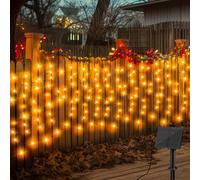Gcstnn Lumières Solaire pour Rideau D'extérieur Jardin, 4Mx1M 200 LEDs Solar Lumière de Glaçon, 8 Modes IP65 Étanche Guirlandes Lumineuses à Fil Vert pour Patio Gazebo Clôture Noël Décor (Blanc Chaud)