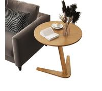 GCYEIDMA Table d'Appoint Forme C Table d'appoint Triangulaire en chêne, Robuste, Forme de C, for canapé, Tendance, Balcon, Table Basse, Chambre à Coucher, Nuit(Wood 50 x50CM)