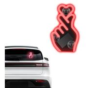 GCZCC Véhicule Lampe LED en Forme de Cœur Doigts K-Pop & K-Drama Signes Lampe en Forme de Cœur Geste D'ambiance Néon à énergie Solaire Garnitures et Accessoires Automobiles-Rouge