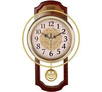 GDBTDL Horloge Murale décorative Horloge Antique à balancier, Imitation Bois Vintage, Mouvement Silencieux sans tic-tac, Style Vintage Classique, Cadre en Plastique avec Verre ABS.