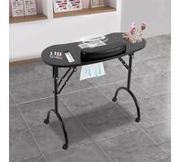 Gdetnysty Table de manucure pliable avec aspirateur intégré, ventilateur intégré, aspiration de la poussière des ongles et 3 sacs à poussière, construction en métal robuste, capacité de charge de 30