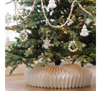 Gdfnmogo Jupe de sapin de Noël en origami blanc - Diamètre : 60 cm - Base élégante avec fermeture magnétique - Pour décoration de vacances