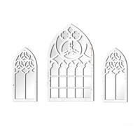 Gdfnmogo Lot de 3 faux miroirs gothiques, autocollants muraux en acrylique avec cadre en bois, illusion 3D, pour salon, chambre à coucher, couloir, noir ou blanc (MZ486 A)