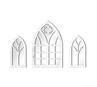 Gdfnmogo Lot de 3 faux miroirs gothiques, autocollants muraux en acrylique avec cadre en bois, illusion 3D, pour salon, chambre à coucher, couloir, noir ou blanc (MZ487 A)